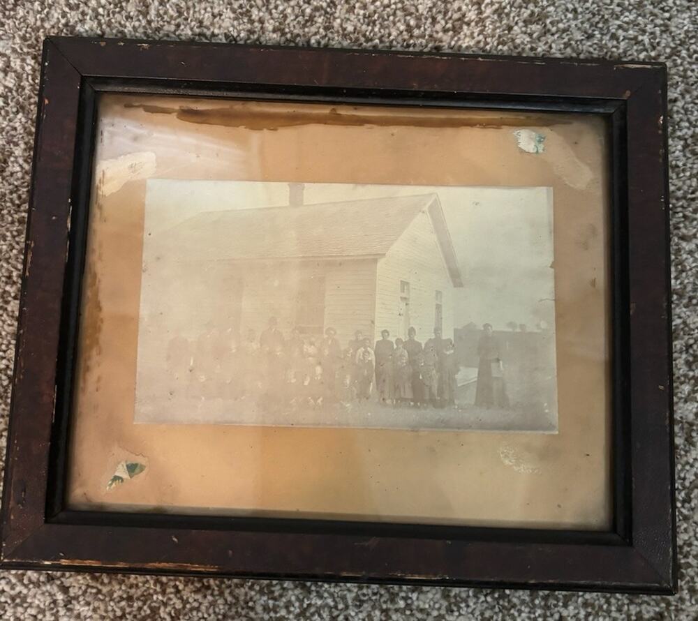 Antique Photograph of Church Children & Adults Photo in Early Frame